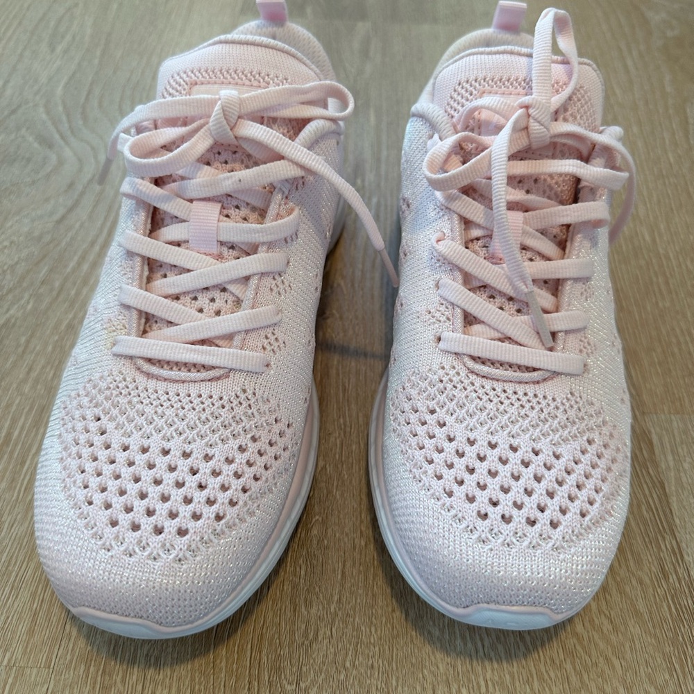 APL Pink Sneakers with Breathable Knit Upper and Thick White Sole